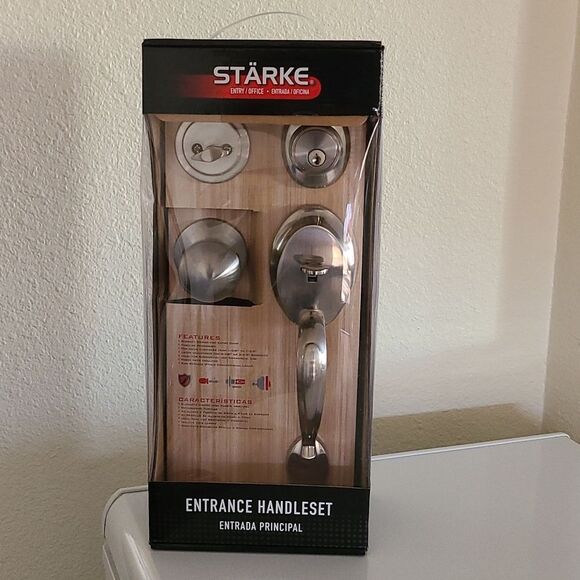 NIB Starke Office Home Entrance Gray Silver Handleset never used home good - Picture 1 of 4